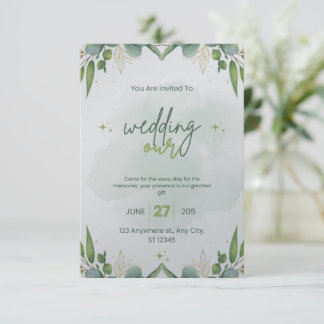 Sage Green Wedding Invitation Template Editable