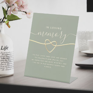 Sage Green Wedding Memorial Sign with Gold Heart