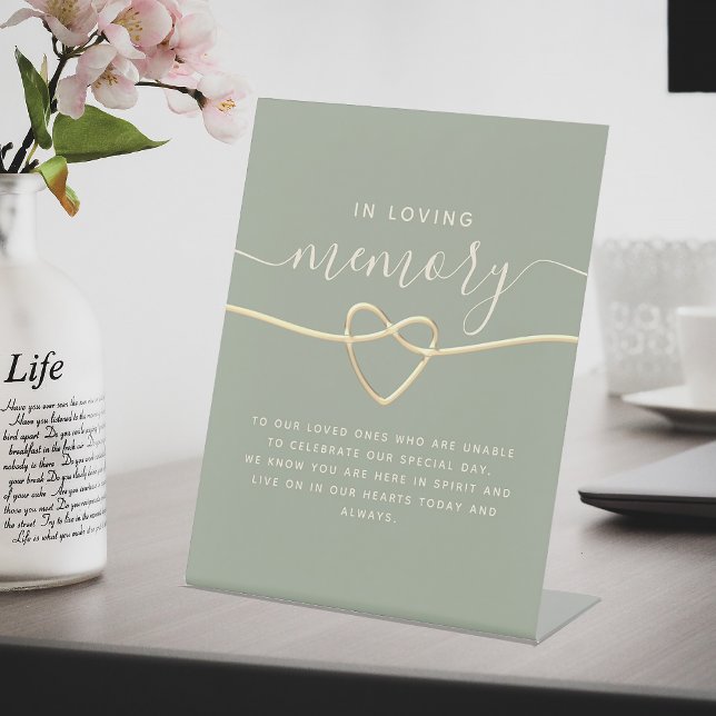 Sage Green Wedding Memorial Sign with Gold Heart (Creator Uploaded)