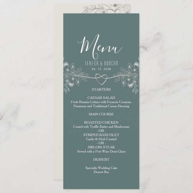 Sage Green Wedding Menu (Front/Back)