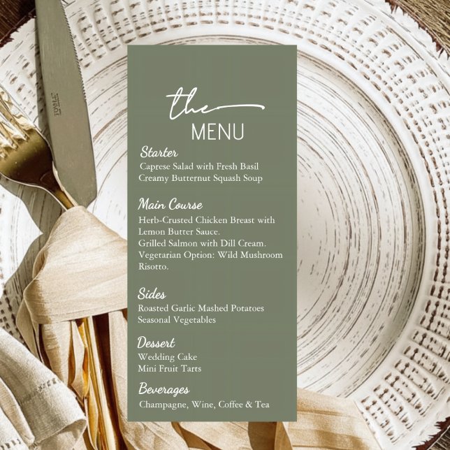 Sage Green Wedding Menu Card Editable Template (Creator Uploaded)
