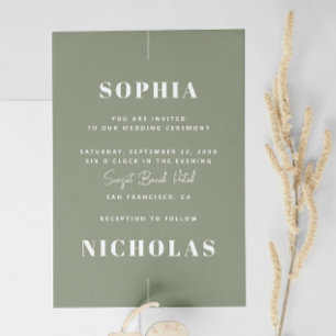 Sage Green Wedding - Minimalist Photo & QR Code Invitation