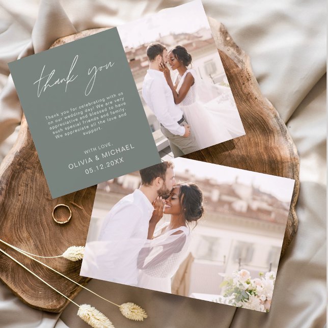Sage Green Wedding Minimalist Thank You Cards (Creator Uploaded)