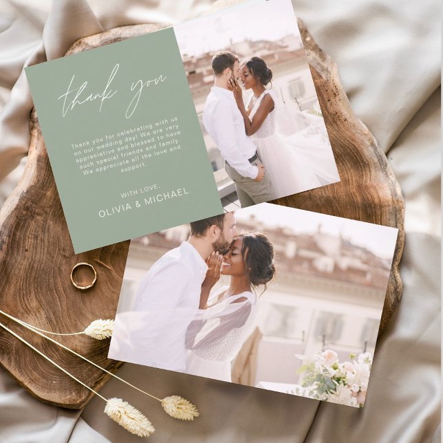 Sage Green Wedding Minimalist Thank You Cards (Creator Uploaded)