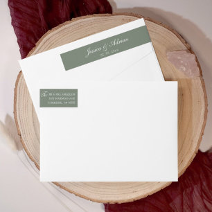 Sage Green Wedding Minimalist  Wrap Around Label