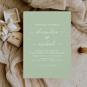 Sage Green Wedding Modern Typography Invitation