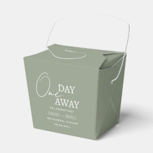 Sage Green Wedding One Day Away Rehearsal Dinner  Favour Box