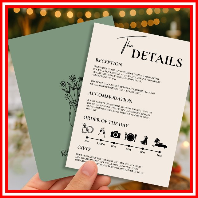 Sage Green Wedding Order of Events  Invitation (Creator Uploaded)