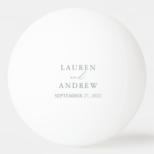 Sage Green Wedding Personalised Ping Pong Ball (Front)