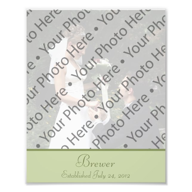 Sage Green Wedding Photo Prints with Custom Text (Front)