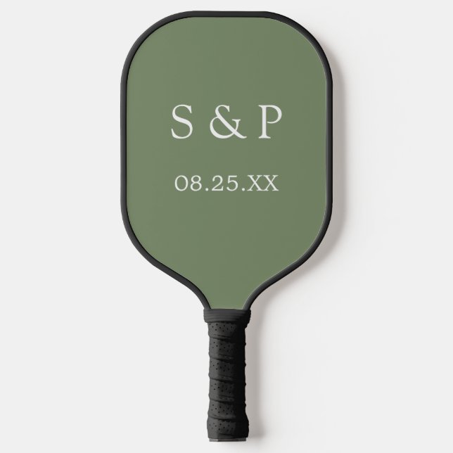 Sage Green Wedding Pickleball Paddle (Front)