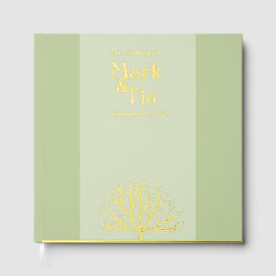 Sage Green Wedding Real Foil Guest Book