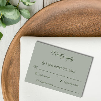 Sage Green Wedding RSVP Card