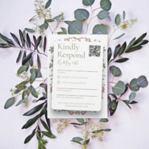 Sage Green Wedding RSVP QR Code Reply Card
