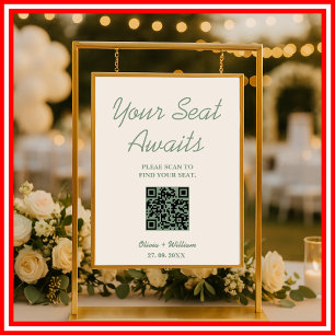 Sage Green Wedding Seating Chart QR Code