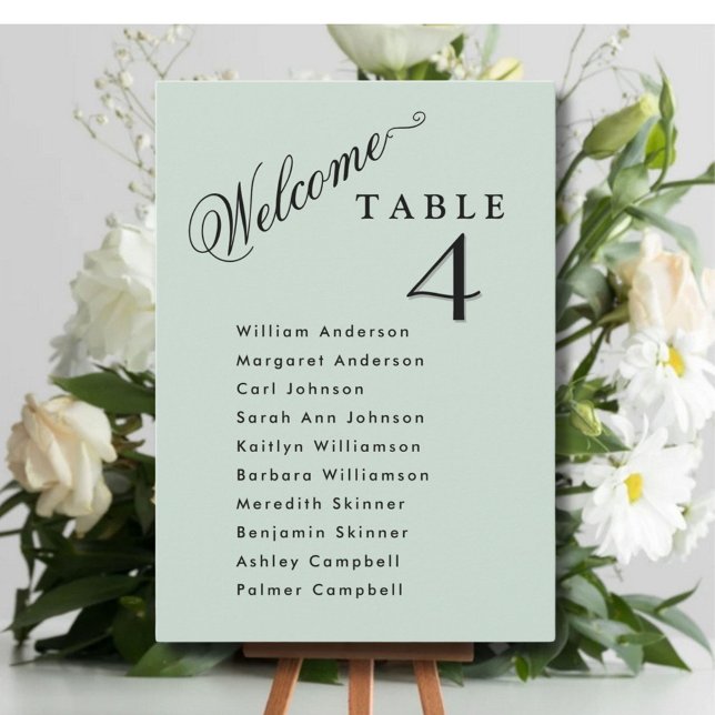 Sage Green Wedding Seating Plan Cards Guest Names (Creator Uploaded)
