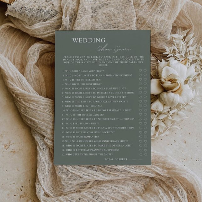 Sage Green Wedding Shoe Game Template, Invitation (Sage Green Wedding Shoe Game Template, Invitation)