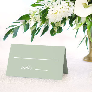 Sage Green Wedding Simple Calligraphy White Script Place Card