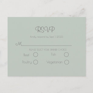 Sage Green Wedding Simple Elegant RSVP Postcard