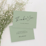 Sage green wedding simple elegant script thank you card<br><div class="desc">Simple trendy modern sage green minimalist wedding thank you card featuring a chic handwriting calligraphy script with a little heart. Personalise it with your text and signature! Please note that the background colour can be changed to match your wedding colour scheme. You can change it after selecting CUSTOMIZE IT option....</div>