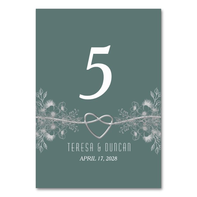 Sage Green Wedding Table Number (Front)