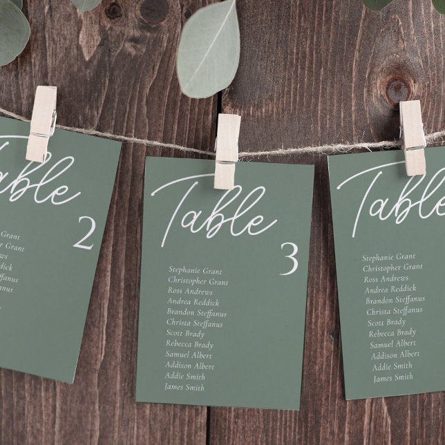Sage Green Wedding Table Seating Chart Cards (Creator Uploaded)
