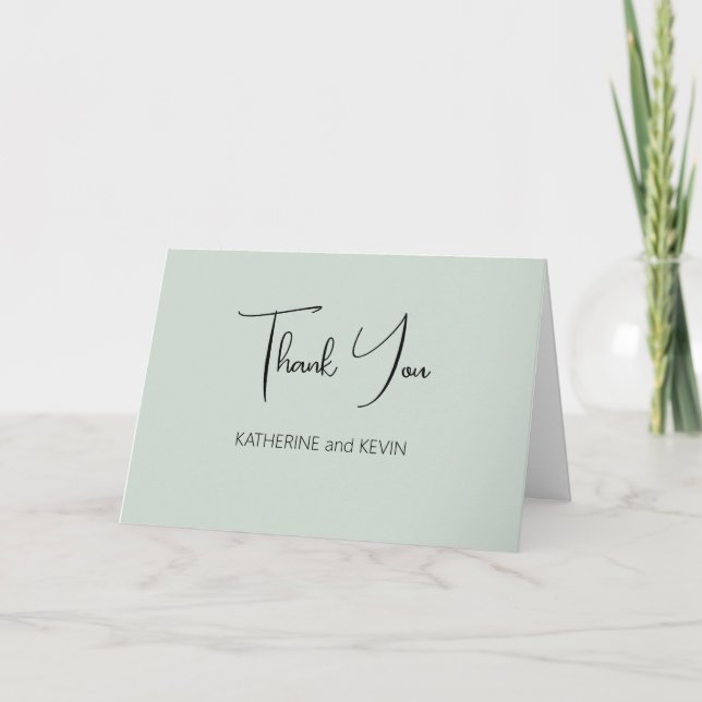 Sage Green Wedding Thank You Card (Front)