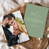 Sage Green Wedding Thank You Photo Minimalist