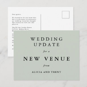 Sage Green Wedding Venue Change Update Card