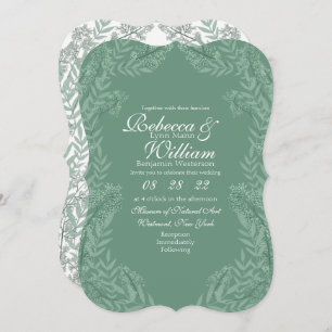 Sage Green Wedding Vintage Botanical Invitation