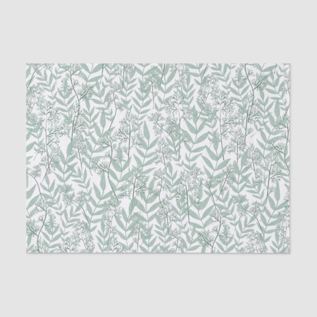 Sage Green Wedding Vintage Botanical Tissue Paper (Front)