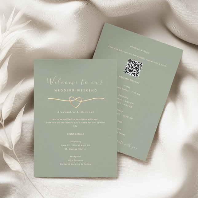 Sage Green Wedding Weekend Info Card (Creator Uploaded)