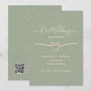 Sage Green Wedding Weekend Itinerary Card