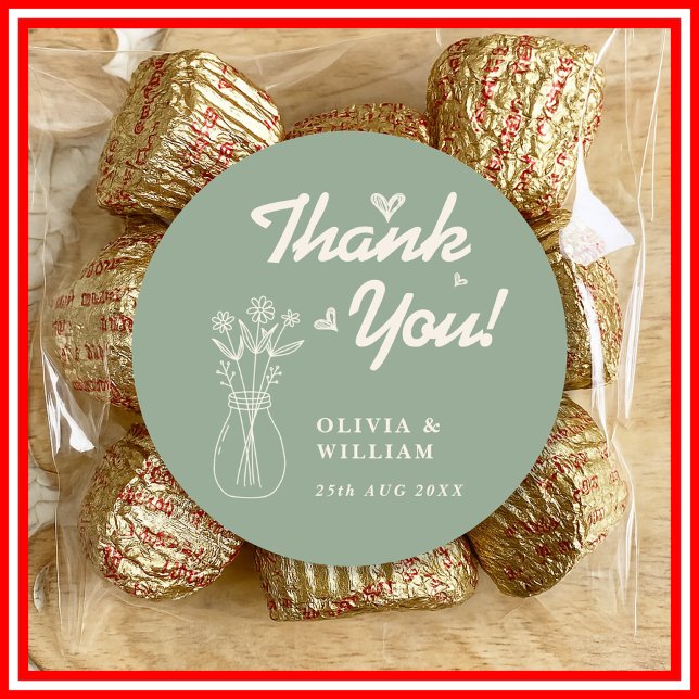 Sage Green Wedding | Wildflower Classic Round Sticker (Creator Uploaded)