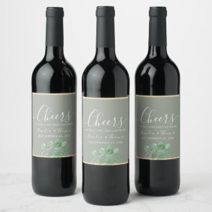 Sage Green Wedding Wine Bottle Label