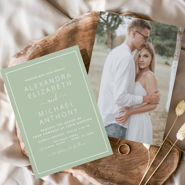 Sage Green Wedding with Photo Invitation (Creator Uploaded)
