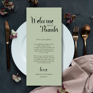 Sage Green Welcome & Thanks Place Setting Cards
