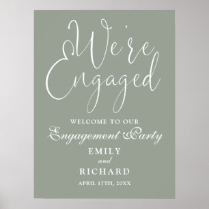 Sage Green We're Engaged Engagement Welcome Sign