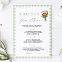 Sage Green What's on Your Phone Bridal Shower Game