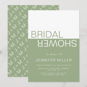 Sage green whimsical colorblock bridal shower invitation