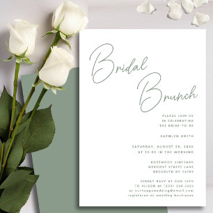 Sage Green Whimsical Script Chic Bridal Brunch Invitation