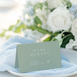 Sage Green & White Calligraphy Wedding Place Card