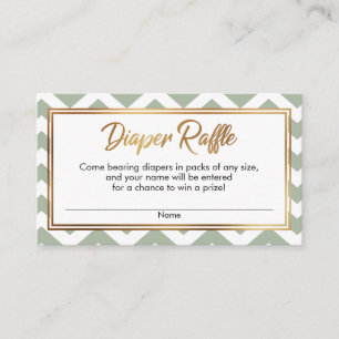 Sage Green & White Chevron Diaper Raffle Cards