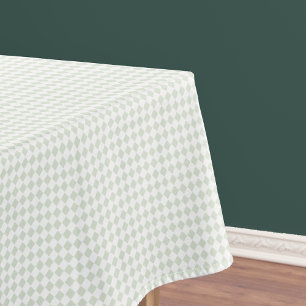 Sage Green White Chic Home Decor Checkered Pattern Tablecloth