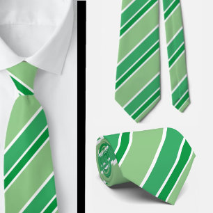 Sage Green White Diagonal Candy Stripes Striped Tie