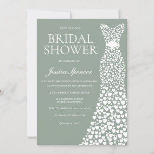 Sage Green & White Dress Bridal Shower Invitation