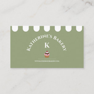 Sage Green White Elegant Bakery Business Card
