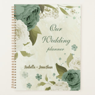 sage green white flowers wedding planner