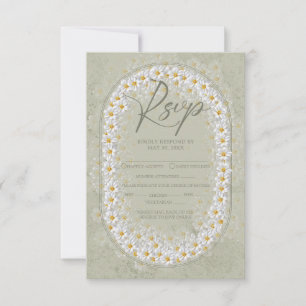 Sage Green White Gardenias Boho RSVP Card