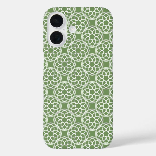 Sage Green White Geometric Seamless Pattern Case-Mate iPhone Case (Back)